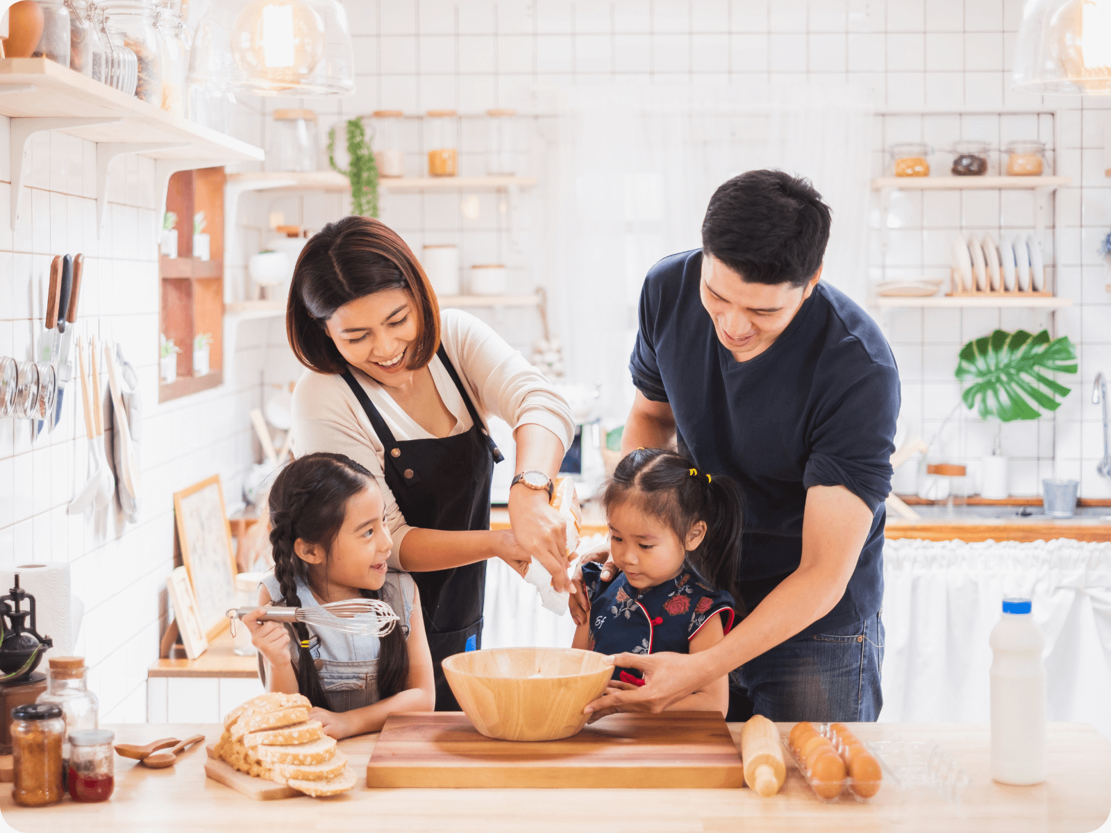 family cooking together in their ideal home
